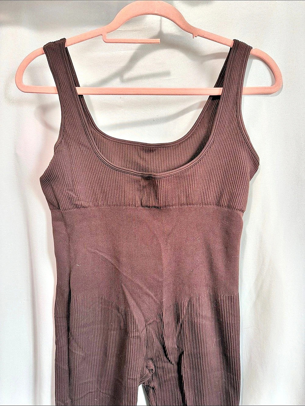 Brown Ribbed Jumpsuit - Picture 4 of 6